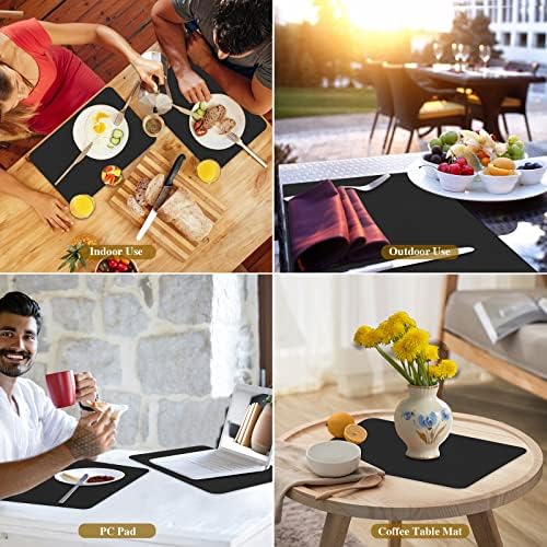 Bacgnyer Placemats Set of 4 with Coasters Wipeable Washable, Black 4