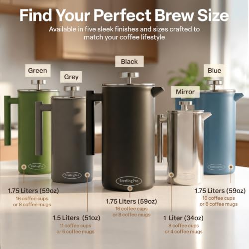 SterlingPro 64oz Stainless Steel French Press Coffee Maker
