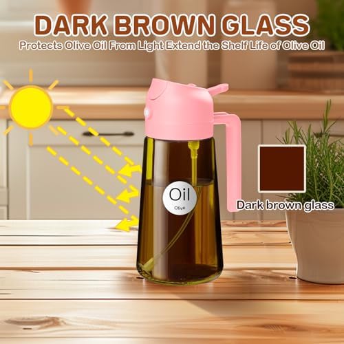 YARRAMATE 16oz/470ml DarkBrown Oil Sprayer (Pink)