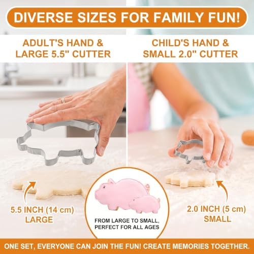 Concha Cutter and Puerquito Pig Mold Baking Set, 5 Graduate Sizes