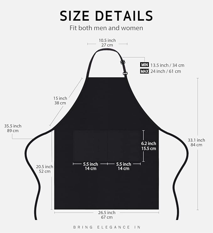 Syntus Apron for Men Women, Adjustable Cooking Kitchen Chef Aprons - Image 2