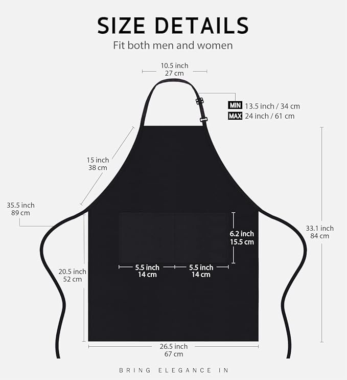 Syntus Apron for Men Women, Adjustable Cooking Kitchen Chef Aprons - Image 2
