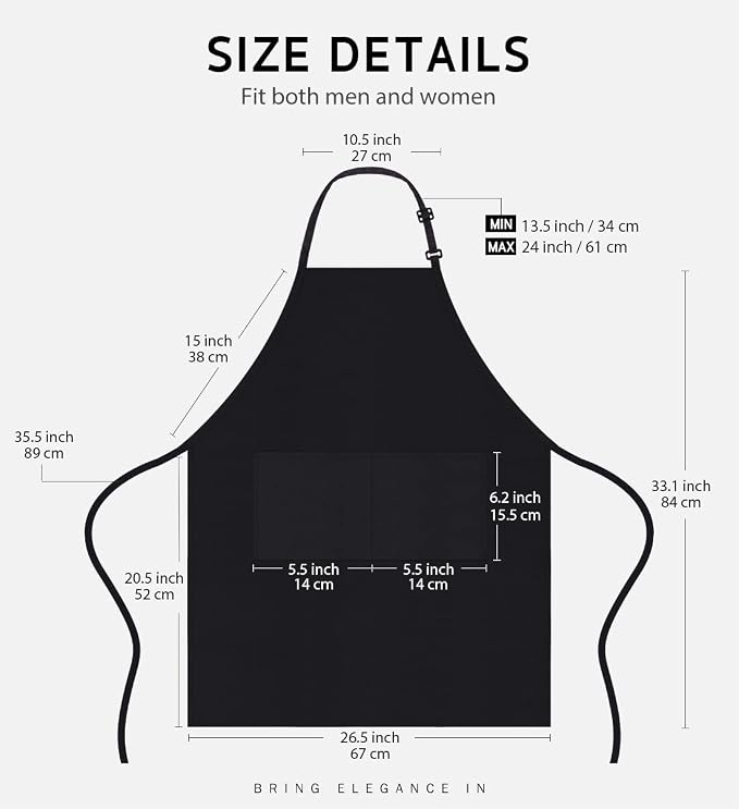Syntus 12 Pack Bib Apron, Unisex Aprons Adjustable Waterdrop Resistant - Image 2