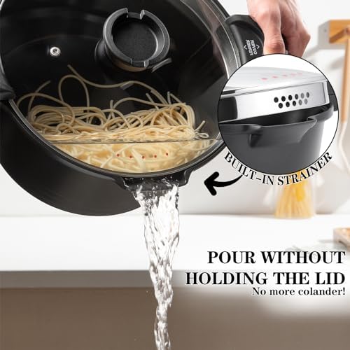 8.5qt Pasta Pot with Strainer Lid, Cast Aluminum Stockpot Multipot