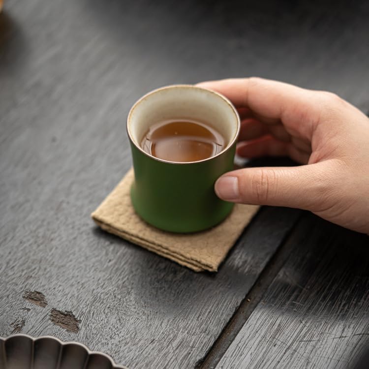 Green ceramic coffee cups (6*6*5.7cm,90ML), 6-piece set of