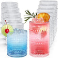 Hobnail Drinking Glasses Set of 12 Kitchen Glass Cups Glassware, Clear
