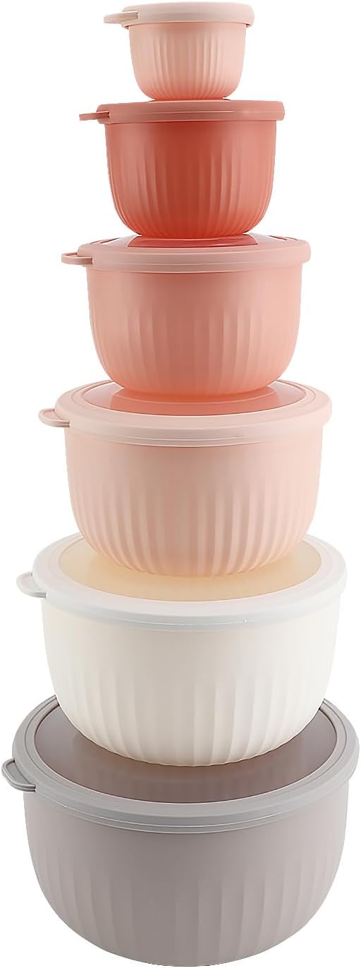 COOK WITH COLOR Prep Bowls with Lids- Wide and Deep Nesting Plastic Small by CookwithColor