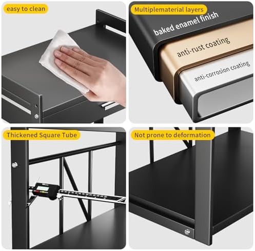 PureBox 2-Tier Adjustable Microwave Stand, Carbon Steel