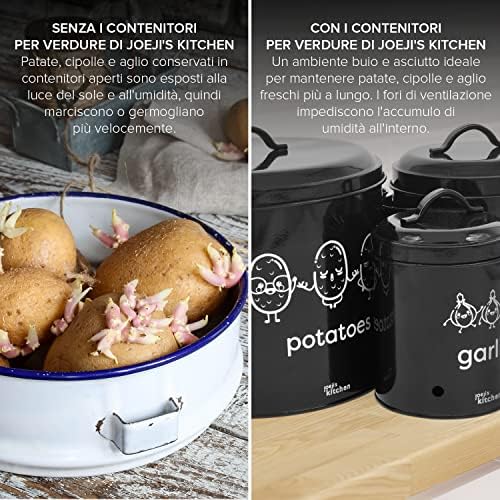 joeji's Metal Potato Onion & Garlic Storage Tins Set of 3 – Vented