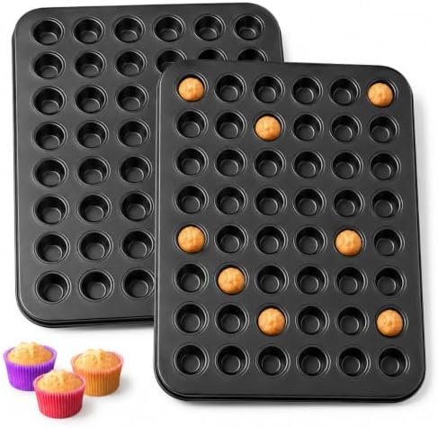 2 Pack Mini Muffin Pan 48 Cup, MICRO-sized Cupcake Pans for Baking