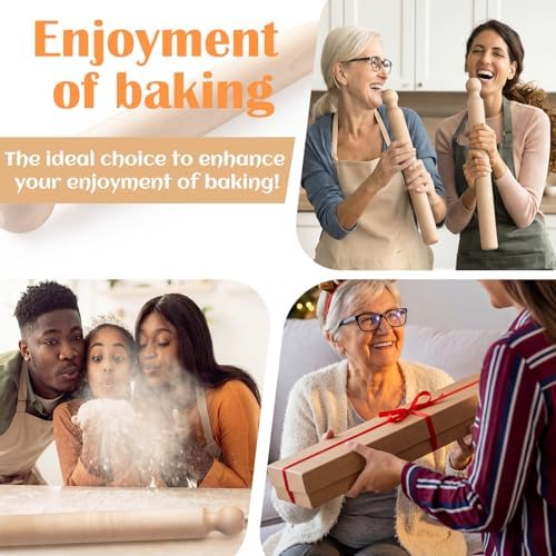 Geetery 24 Inch Long Pasta Rolling Pin 1.87 in Diameter Handmade