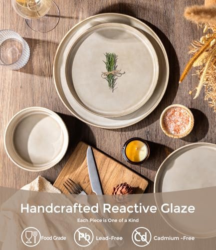 GBHOME Stoneware Dinnerware Sets for 4,12-Piece Plates and Bowls Set