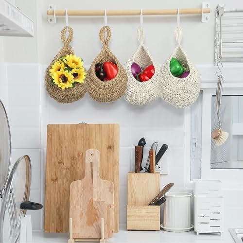 PATIKIL Hanging Fruit Baskets for Kitchen, 3 Sizes Teardrop Home Decor