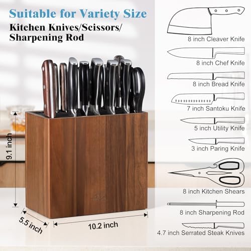 Universal Acacia Wood Knife Block Without Knives