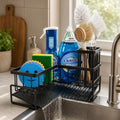 Black L-Shaped Sink Caddy with Drain