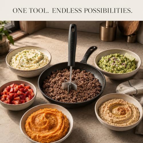 Meat Masher & Chopper for Ground Beef, Hamburger Smasher Tool