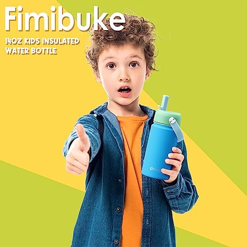 Fimibuke 14oz Kids Insulated Water Bottle, 18/8 Stainless Steel Kids