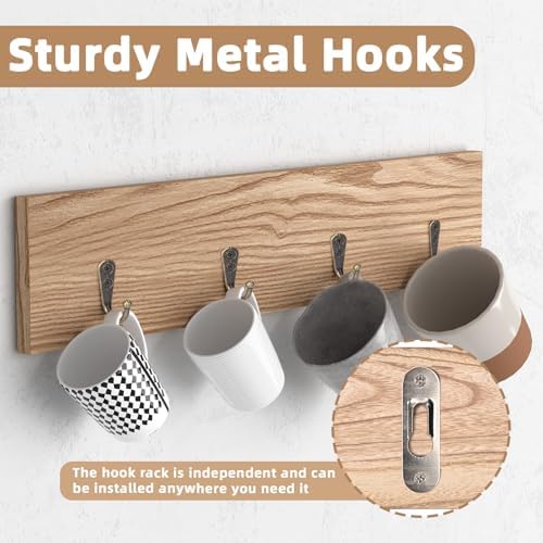 Wooden Coffee Mug Display Rack, Wall Mounted Coffee Cup Holder