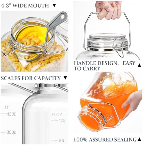 Folinstall 1.5 Gallon Glass Jars with Lids, 2PCS