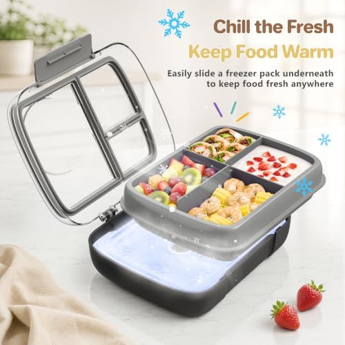 Kids 3-Compartment Bento Lunch Box with 9oz Food Jar