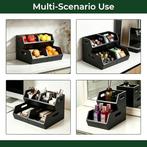 Bamboo Potato and Onion Bins Pantry Storage Organizer with sliders