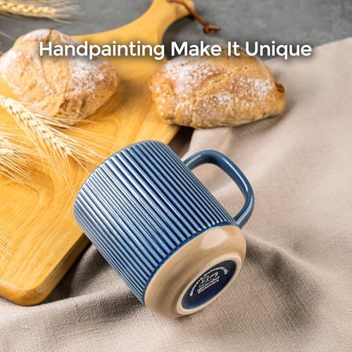 GBhome Coffee Mugs Set of 4, 16 oz Blue Coffee Cups with Large Handle