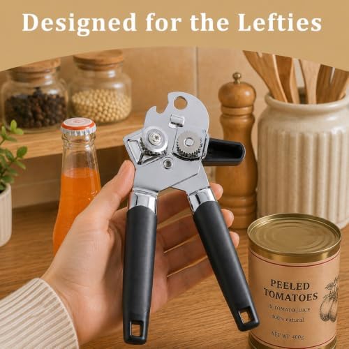 King Mills Manual Left-Handed Can Opener, Stainless Steel for Adults