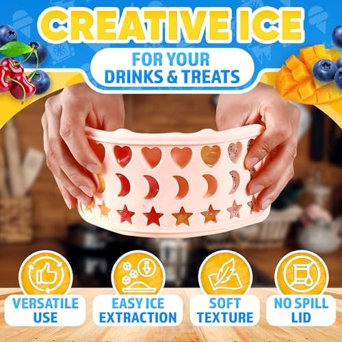 Cute Ice Cube Tray with Lid, 24 Cavities, Flexible Silicone