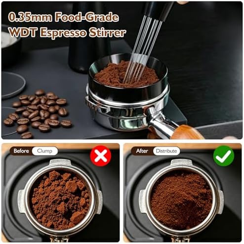 54mm Espresso Accessories Kit, 7Pcs Coffee Tamper Set with Wooden