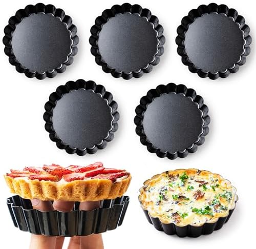 8 Pack Mini Tart Pans 4 Inch with Removable Bottom Round Nonstick Deep
