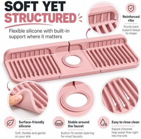 Button Silicone Faucet Drain Mat for Kitchen Sink Two Hole Splash