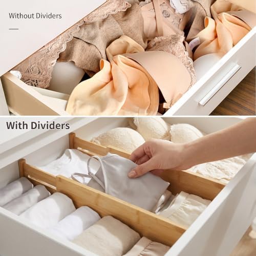 Utoplike 4 Pcs Bamboo Kitchen Drawer Dividers
