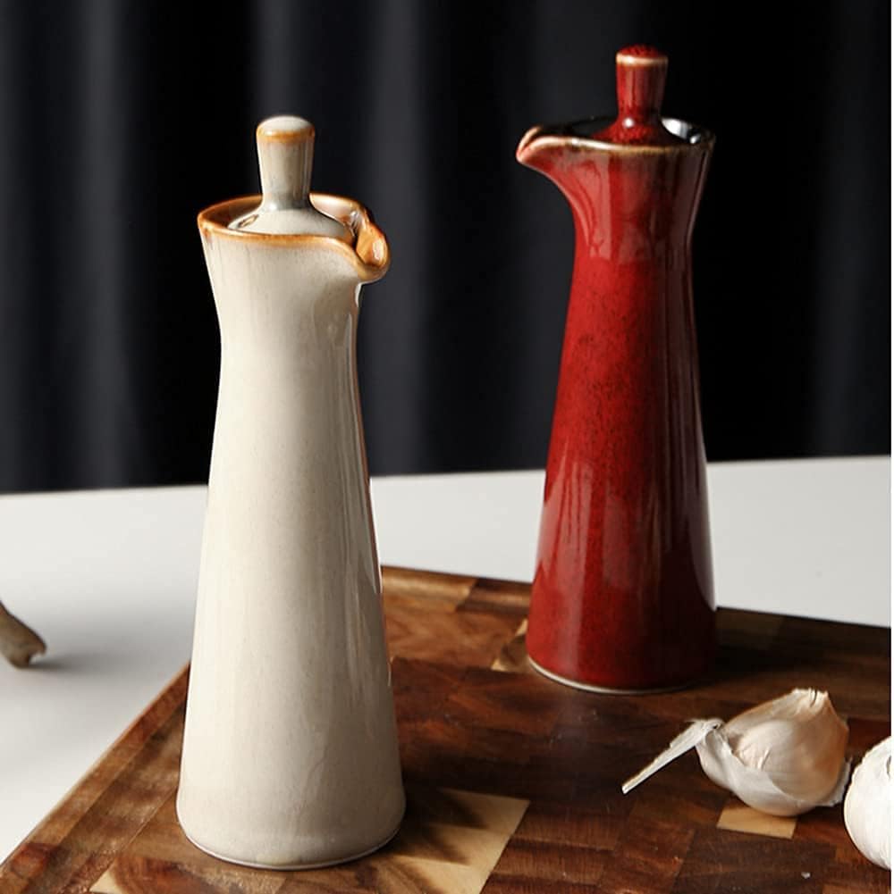 Small Ceramic Olive Oil Dispenser Bottle for Storage Of Oil, Vinegar