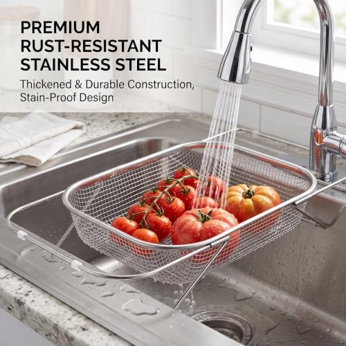 Stainless Steel Strainer, Expandable over the Sink Basket Mesh