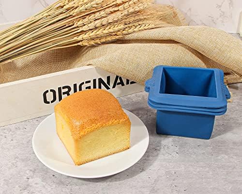Webake Silicone Square Mold 3x3 Inch Mini Cake Pan for Individual
