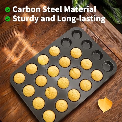 Beasea Nonstick Mini Muffin Pan 24 Cups, 2 Pack 24 Mini Small Tiny Cup