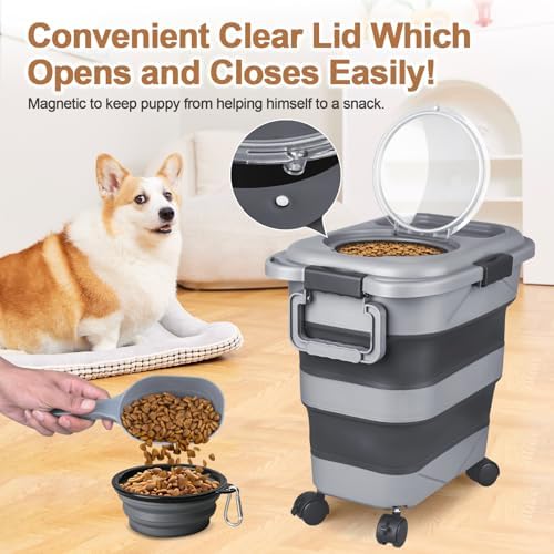 Dog Food Storage Container, 10-20 lbs Airtight Collapsible Cat Food