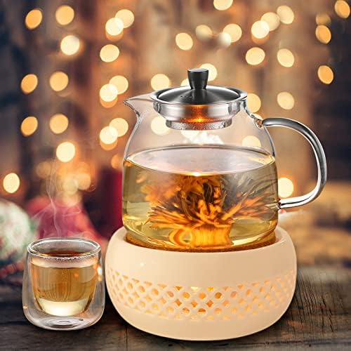 KEISSCO Teapot Warmer, Ceramic Teapot Heater with Cork Cushion Coffee