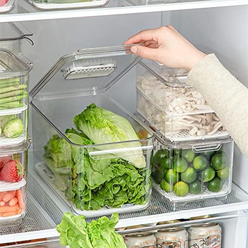 SANNO Vegetable Fruit Containers, Vented Fridge Organizer Bins