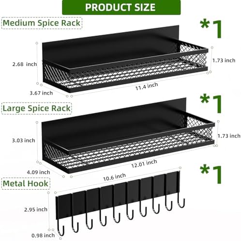 3 Pack Magnetic Spice Rack for Refrigerator