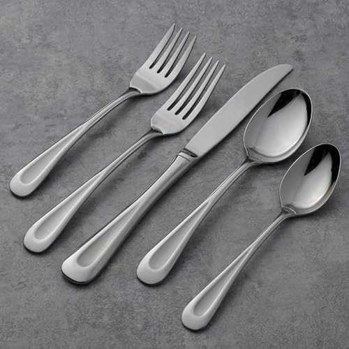 Oneida Satin Sand Dune 45-Piece 18/0 Silverware Set for 8, Flatware