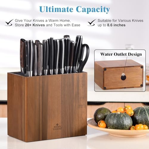 Universal Acacia Wood Knife Block Without Knives
