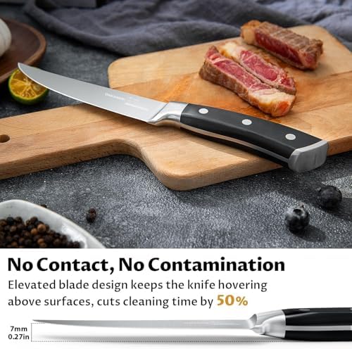 OAKSWARE Steak Knives Set of 4, 5 Inch Non Serrated Knife, Full Tang