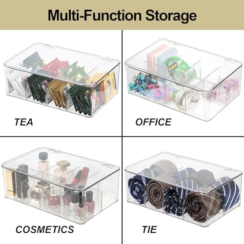 ZEXALOR Clear Tea Bag Organizer, Dresser Organizers Drawer Organzier
