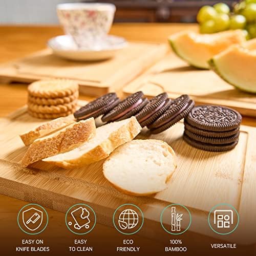 Bamboo Cutting Boards for Kitchen, Wood Cutting Board with Holder