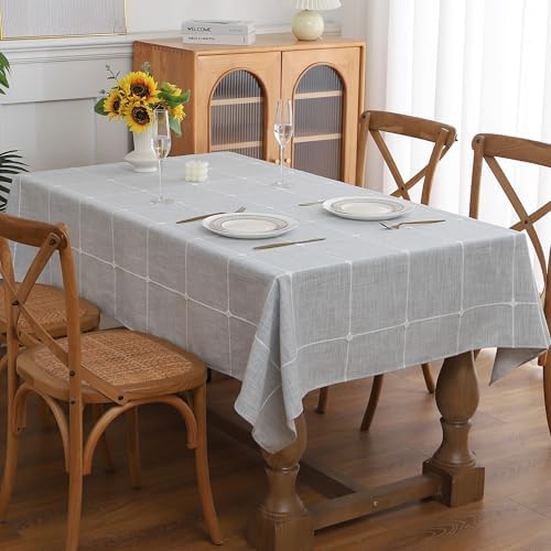 Gernaice Plaid Cotton Linen Rectangle Tablecloth 36" x 55" Grey