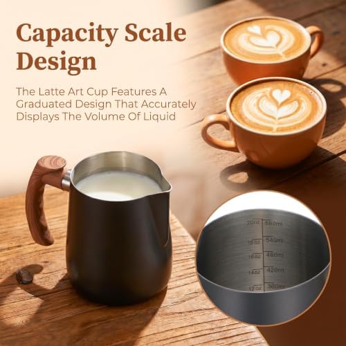 Milk Frothing Pitcher Set, 2pcs 20oz/600ml Stainless Steel Espresso
