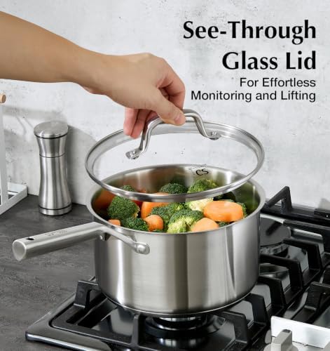 KOCH SYSTEME CS Stainless Steel Cookware Set 17 Piece, 5 Ply Base Cookware
