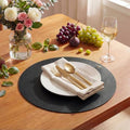 Artoid Mode Black Faux Leather Placemats Set of 4, 15 Inch Waterproof