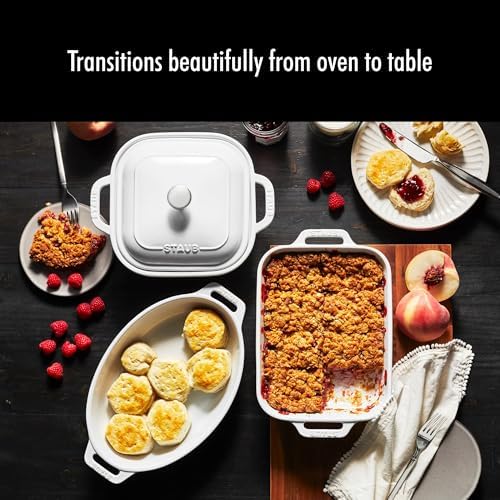 STAUB Ceramic 4-Piece Casserole Baking Pan Set, White